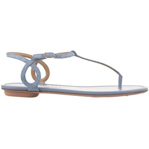 Aquazzura, Schoenen, Dames, Blauw, 41 EU, Denim, Blauwe Denim Platte Sandalen Almost Bare