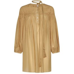 Isabel Marant Étoile, Kleedjes, Dames, Beige, S, Katoen, Elegante Jurken voor Vrouwen