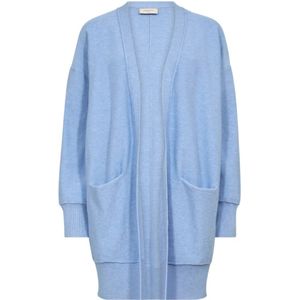 Freequent, Truien, Dames, Blauw, S, Polyester, Blauwe Lang Cardigan