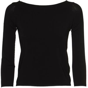 Roberto Collina, Blouses & Shirts, Dames, Zwart, S, Zwarte Off Shoulder Trui