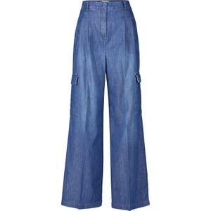 Seductive, Wide-Fit Jeans Frankie met Plooien Blauw, Dames, Maat:S