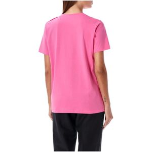 Balmain, Tops, Dames, Roze, S, Katoen, Flocked Paris T-Shirt Fucsia Rose