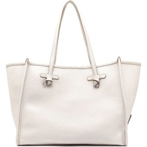 Gianni Chiarini, Tassen, Dames, Wit, ONE Size, Leer, Witte Leren Shopper met Clutch