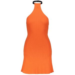 Courrèges, Kleedjes, Dames, Oranje, S, Mini Ribgebreide Jurk