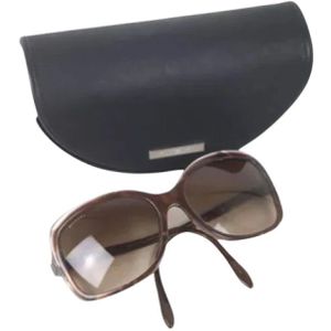 Bvlgari Vintage, Pre-owned, Dames, Bruin, ONE Size, Tweed, Pre-owned Plastic sunglasses
