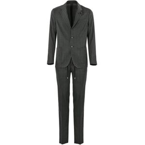 Lardini, Grijze V-hals Slim Fit Jurk Grijs, Heren, Maat:L