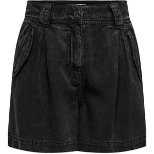 Only, Korte broeken, Dames, Zwart, XL, Zwarte Lyocell Shorts met Voorzakken