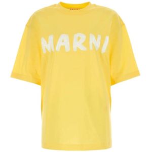 Marni, Tops, Dames, Geel, 2Xs, Katoen, Gele Oversized Katoenen T-Shirt