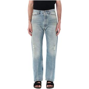 Palm Angels, Jeans, Heren, Blauw, W32, Katoen, Lichtblauwe Loose-Fit Jeans Aw 23