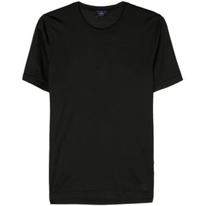 Barba, Tops, Heren, Zwart, L, Luxe Zijden T-shirt, Made in Italy