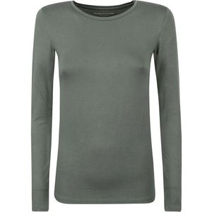 Majestic Filatures, Groene T-shirt met Lange Mouwen en Slim Fit Groen, Dames, Maat:L