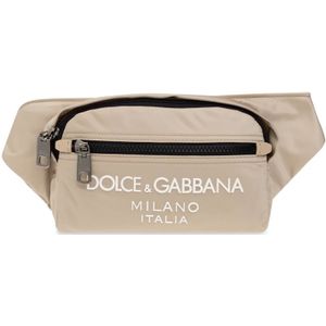 Dolce & Gabbana, Tassen, Heren, Beige, ONE Size, Heuptas met logo