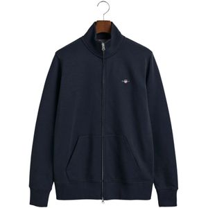 Gant, Sweatshirts & Hoodies, Heren, Blauw, 3Xl, Katoen, Shield Sweatjacke - Heren Zip-Through Sweatshirt