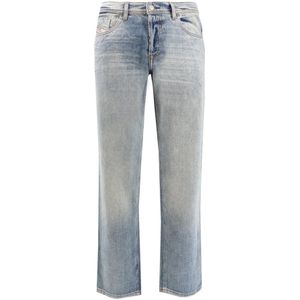 Diesel, Jeans, Heren, Blauw, W34, Katoen, Gewassen Katoenen Jeans, Mid Taille, Regular Fit