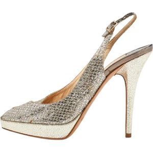 Jimmy Choo Pre-owned, Pre-owned, Dames, Geel, 38 EU, Pre-owned Lace sandals