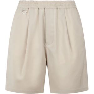 Low Brand, Korte broeken, Heren, Beige, XL, Wol, Tropische wol shorts Regular Fit Metalen detail