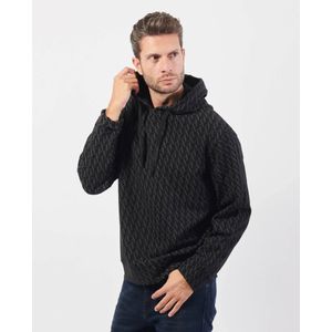 Armani Exchange, Sweatshirts & Hoodies, Heren, Zwart, S, Katoen, Zwarte gebreide trui met capuchon