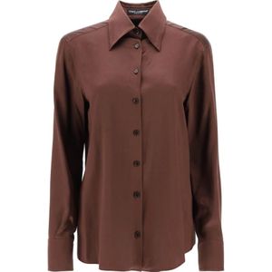 Dolce & Gabbana, Blouses & Shirts, Dames, Bruin, S, Katoen, Casual Katoenen Overhemd voor Mannen