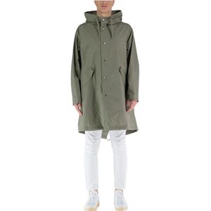 Jil Sander, Militaire Fishtail Regenjas met capuchon Groen, Heren, Maat:M