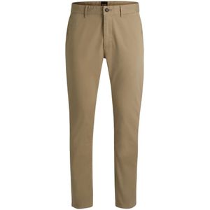 Boss Orange, Broeken, Heren, Beige, W38 L34, Satijn, Slim Fit Chino in Satijn Stretch