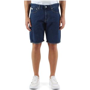 Calvin Klein Jeans, Korte broeken, Heren, Blauw, W31, Katoen, Regular Fit Bermuda Jeans Vijf Zakken