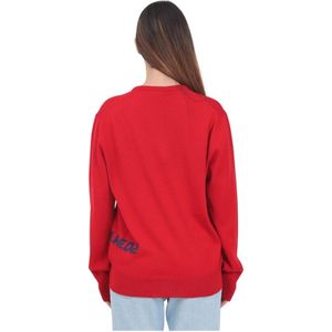 Dsquared2, Truien, Dames, Rood, S, Rode crew-neck sweater met jacquard logo