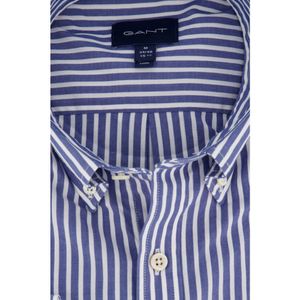 Gant - Broadcloath Overhemd Strepen Blauw - M - Heren - Regular-fit