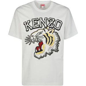 Kenzo, Tops, Heren, Wit, XL, Varsity Tigre Jack