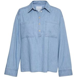 Part Two, Blouses & Shirts, Dames, Blauw, 3Xl, Katoen, Zachte en stijlvolle Emmarosepw Sh Blouse