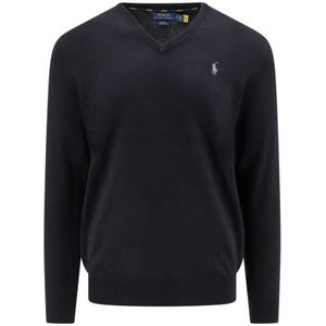 Polo Ralph Lauren, Truien, Heren, Zwart, XL, Katoen, Pima Katoenen V-Hals Trui