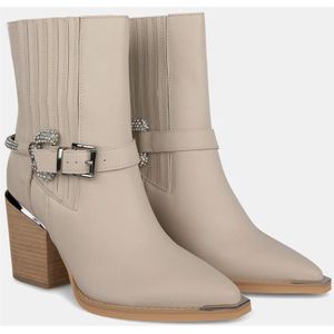 Alma EN Pena, Schoenen, Dames, Beige, 38 EU, Leer, Enkellaars met band