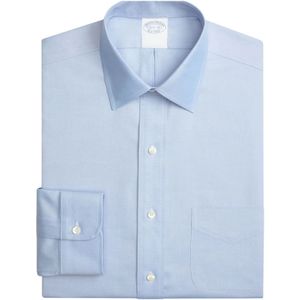 Brooks Brothers, Overhemden, Heren, Blauw, XS, Katoen, Lichtblauw Regular Fit Non-Iron Stretch Katoenen Overhemd met Ainsley Kraag