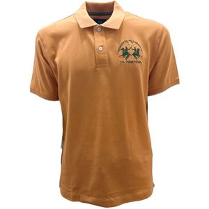 La Martina, Tops, Heren, Oranje, L, Katoen, Oranje Stretch Katoen Polo Shirt