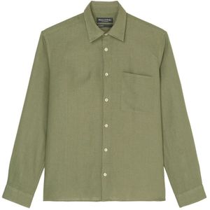 Marc O'Polo, Overhemden, Heren, Groen, S, Linnen, Normaal shirt
