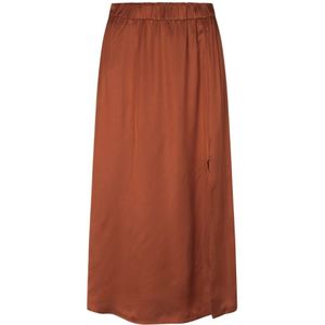 Modström, Roestbruine glanzende rok Flore Bruin, Dames, Maat:M