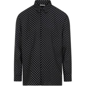 Saint Laurent, Overhemden, Heren, Veelkleurig, L, Zijden Shirt in Noir Craie
