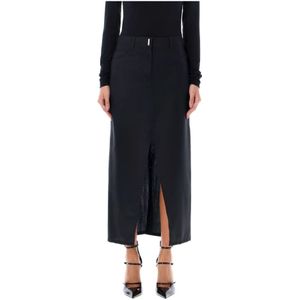 Givenchy, Rokken, Dames, Zwart, S, Wol, Zwarte lange rok met hoge taille