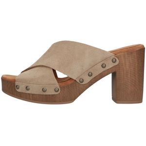 Unisa, Schoenen, Dames, Beige, 40 EU, Suède, Taupe Suede Klomp Muiltjes Tapia