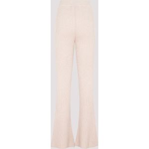 Peserico, Broeken, Dames, Beige, 2Xs, Wol, Nude Flare Gebreide Rib Wol Broek