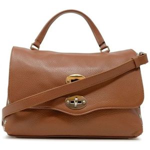 Zanellato, Tassen, Dames, Bruin, ONE Size, Leer, Bruine Leren Handtas Postina Stijl