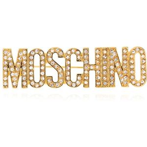 Moschino, Broche met logo Geel, Dames, Maat:ONE Size