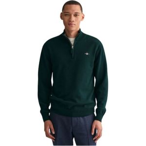 Gant, Ultra Fijne Wol Half-Zip Coltrui Groen, Heren, Maat:XL