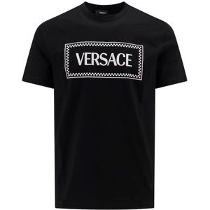 Versace, Tops, Heren, Zwart, M, Katoen, T-Shirts