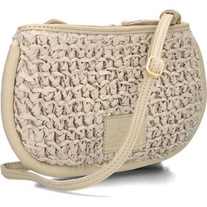 Fred De La Bretoniere, Tassen, Dames, Beige, ONE Size, Beige Raffia Schoudertas Elle Lia