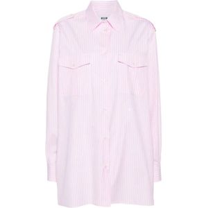 Msgm, Roze Overhemd Roze, Dames, Maat:S