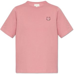 Maison Kitsuné, Tops, Dames, Roze, XS, Katoen, T-shirt met logo