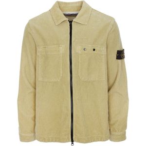 Stone Island, Jassen, Heren, Beige, S, Corduroy Overshirt