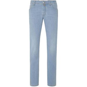 Jacob Cohën, Jeans, Heren, Blauw, W30 L34, Denim, Stonewashed Slim-Fit Denim Jeans