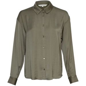 Moss Copenhagen, Blouses & Shirts, Dames, Groen, M/L, Polyester, Satin Classic Shirt - Mulled Basil