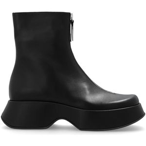 Vic Matié, Schoenen, Dames, Zwart, 37 EU, Leer, Platform Enkellaarzen Elodie